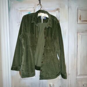 L.L. Bean Retro Oversized Forest Green Corduroy Utility Jacket